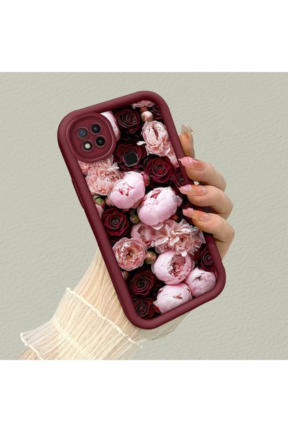 Redmi 9C/10A Compatible Shock-Absorbing Silicone Case with Abundant Floral Vintage Rose Print