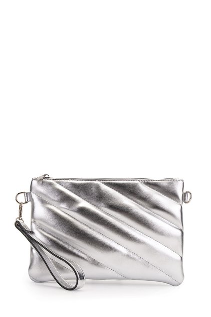 Stylish Quilted Stitched Clutch Women's Crossbody Bag Monaco Silver