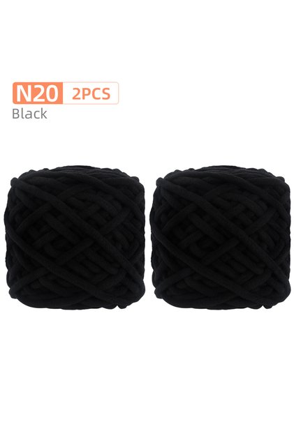 N20-2Pcs-1Set QJH 2Pcs Soft Chenille Yarn, Thick Fluffy Velvet Blanket Yarn for Crocheting Hand Knit