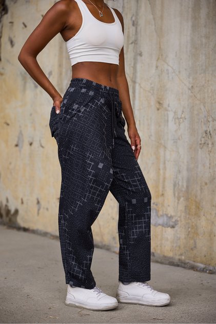 Women's Patterned Trousers with Clip Detail