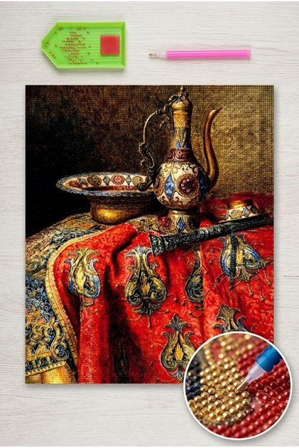 لوحة فسيفساء مرصعة بالألماس، طقم ألغاز رسم بالألماس مقاس 50x40 سم، لصق الخرز على طراز العروش العثمانية