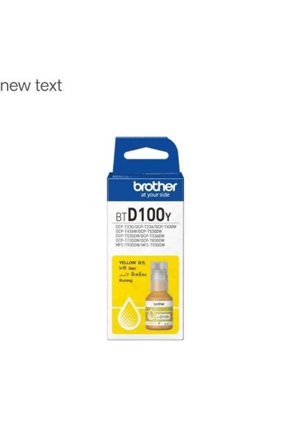زجاجة حبر أصفر أصلي BTD100Y عالية الإنتاجية، لطابعات الحبر المتنقلة DCP-T730DW T930DW باللون الأصفر