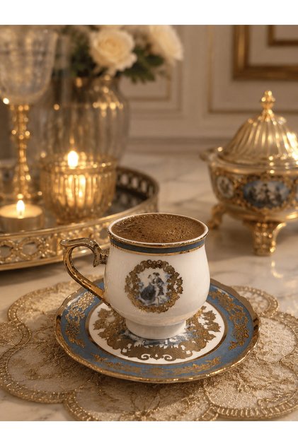Gold Star 6 Person Porcelain Coffee Cup