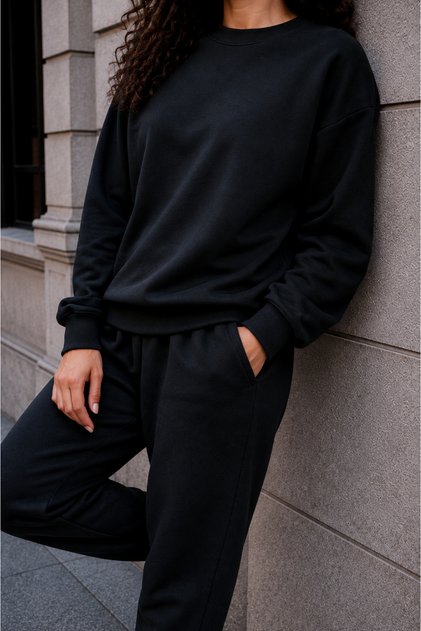 Women's 3 Thread Non-Threaded Crew Neck Basic Sweat