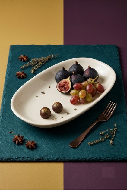 6-Piece Valencia Oval Kayık Plate 30cm Cream