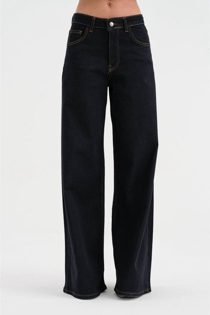 Kadın Premium Kalite Kırmızı Jakron Detaylı Palazzo Fit Tasarım Jeans
