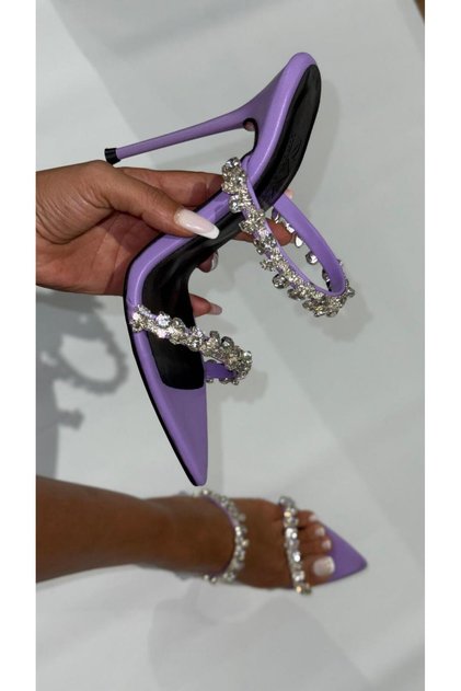 Lenna Stone-Heeled Slippers Lila
