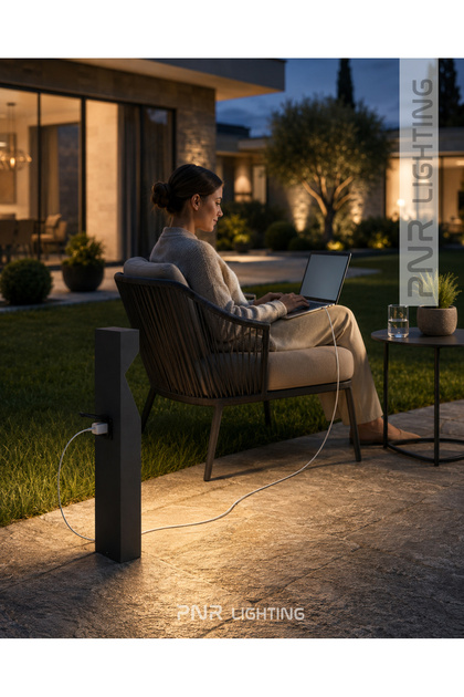 BOLLARD BAHÇE AYDINLATMA PRİZLİ - PEYZAJ YÜRÜYÜZ YOLU AYDINLATMA PRİZLİ - DIŞ MEKAN AYDINLATMA - VİLLA AYDINLATMA-BAHÇE DİREĞİ PRİZLİ RAİO SERİSİ (ANTRASİT RAL 7021)