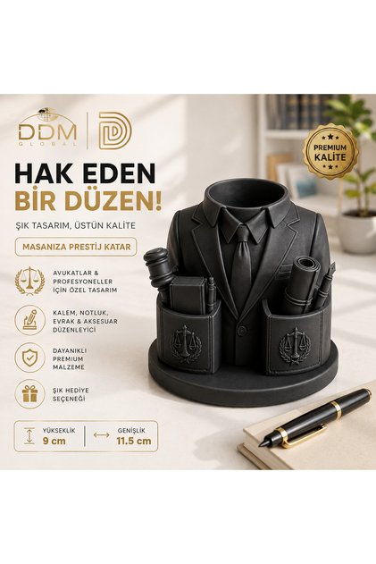 Lawyer Themed Desktop Organizer Pen Holder Black – Law Office Decorative Pen Holder – Premium Design