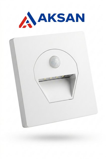 CT-5170 PIR Hareket Sensörlü 1W Sıva Altı Koridor ve Merdiven Basamak LED Armatür Beyaz Kasa 6500K Beyaz Işık