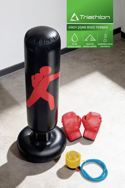 T-244 Dikey Şişme Boks Torbası | 160 × 55 cm | 360° Dengeli Geri Yaylanma | Taşınabilir