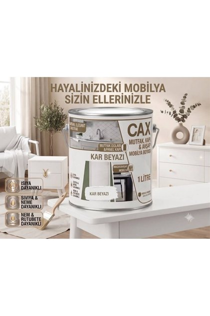 CAX 1 Litre Komodin ve Gardırop Boyası - Çok Amaçlı Dolap, Gardrop ve Ahşap Mobilya Boyası (Kendinden Vernikli)