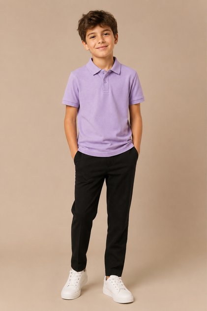 Children's Unisex Polo Collar Short Sleeve 100% Cotton Basic T-Shirt Casual Top Wear 2-14 Years