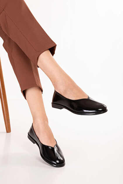 Genuine Daily Stylish Ballerina Shoes Dl.542 Black Patent Leather