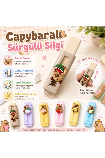 Capybara Sliding Eraser – Figurative, Colorful and Fun Design