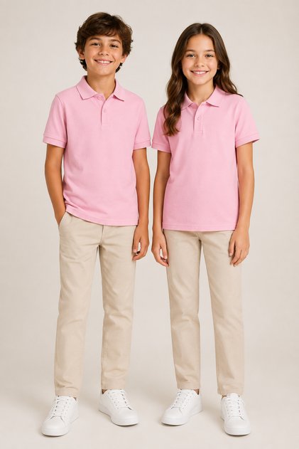 Children's Unisex 2-Pack Polo Collar Short Sleeve School T-Shirt 100% Cotton 2-14 Years