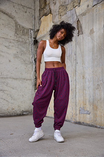 Women's Pleated Trousers with Elastic Waist and Cuffs