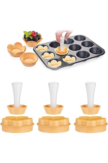 3 PCS Egg Tart Molds, Mini Tart Shells, Dough press, Cheesecake Molds, Pie Crust, DIY Cake