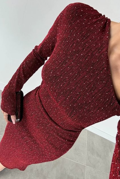 Special Occasion Shoulder Detailed Stoned Dress