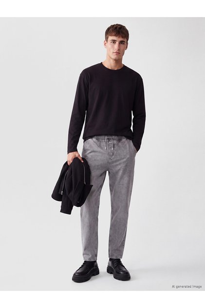Özmarka New Season Gray 710 Loose Fit Men's Jean Trousers