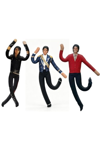 3PCS Michael Jackson Movable Joint Action Figure Plush Doll Cosplay Ornament Collectible Model Toy H