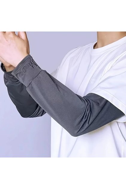 deep gray Ice Arm Sleeves Sunscreen Elastic Driving Gloves Outdoor UV Protection Arm Cover Sleeves L
