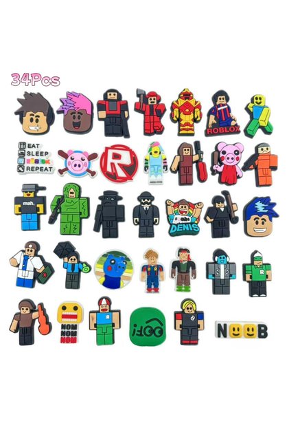 1 set-34pcs Cute 34pcs/Set Roblox Detachable Accessories Cartoon Themed Birthday Party Students Sho
