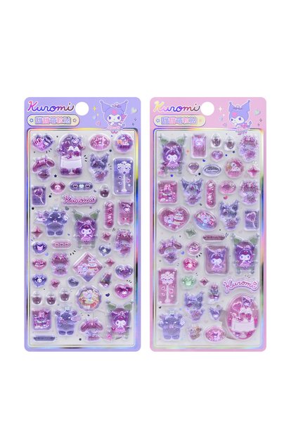 1-2Sheets Anime Cute Hellokitty Kuromi Melody 3D Stickers Jelly Sanrio Sticker DIY Crystal Decorativ