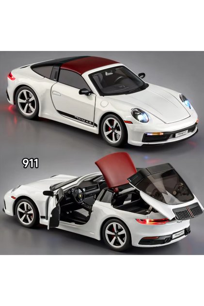 911 white 1:32 Folding Convertible Porsche 911 Alloy Car Model Simulation Sound & Light Fashion Exqu
