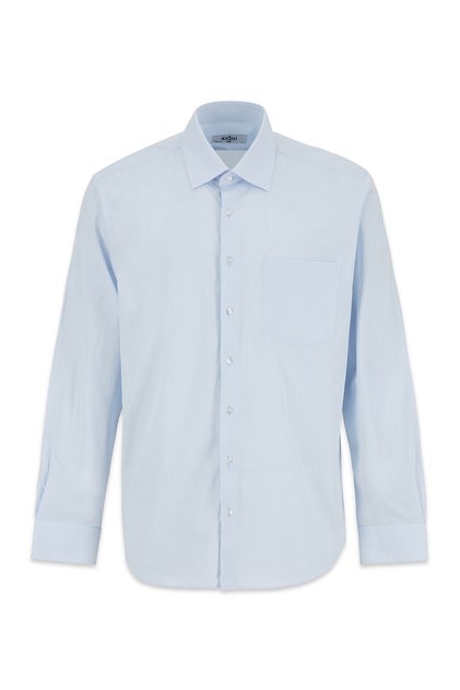 Long Sleeve Regular Fit Classic Collar Patterned Pocketed 100% Cotton Shirt