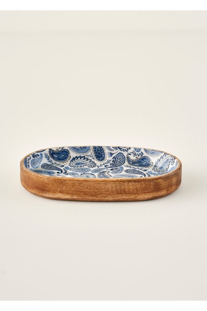 Paisley Mango Presentation Plate Blue (25X13 cm)