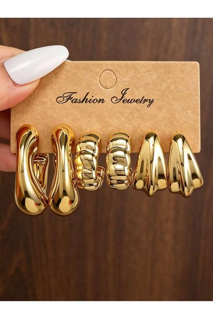 3 pairs of circle ea 3/9 Pairs Set Graceful Metal Floral Drop C-Shape Earrings – Chic Accessory for