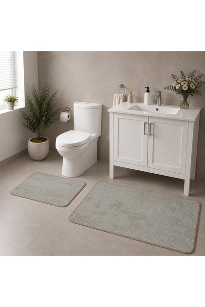 Set of 2 Non-Slip Washable Bath Mats (60X100 + 50X60 cm)