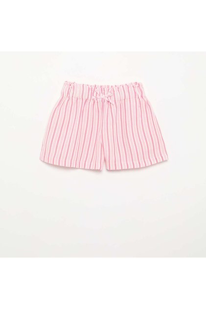 Solid Shorts With Decorative Bow Pink