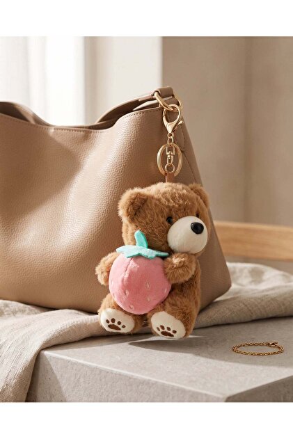 Women Brown Teddy Bear Bag Charm