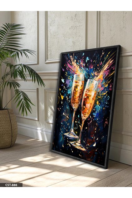 Colorful Goblets One Piece Wooden Framed Painting