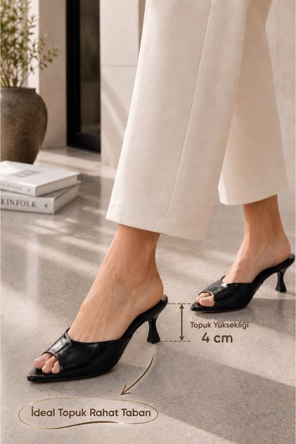 Women's Ideal Heeled Slippers Open Toe Pointed Toe Stylish Daily Wear Stylish Heeled Slippers