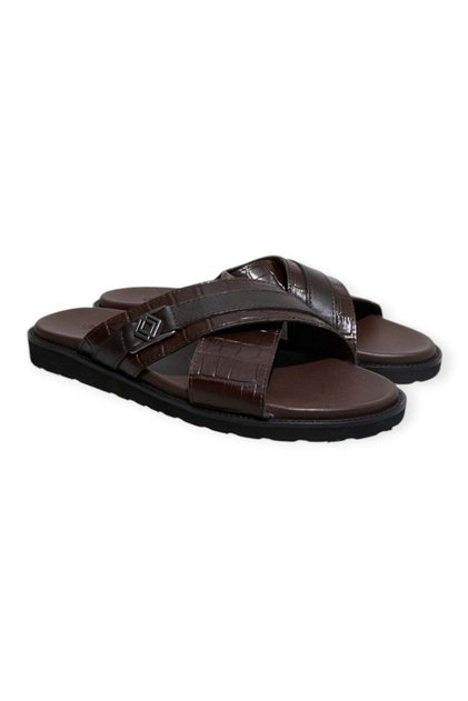 Brown Genuine Leather Men's Slippers