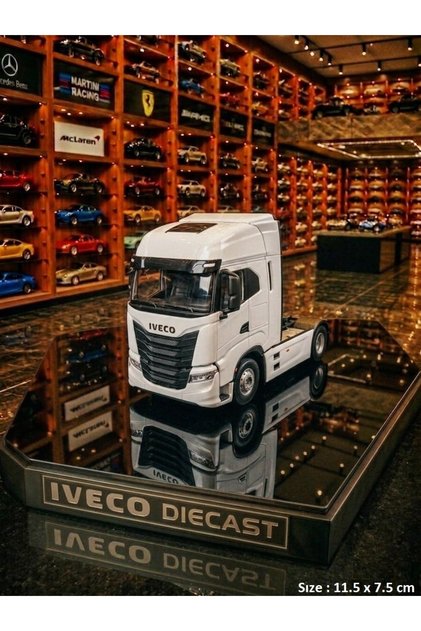 IVECO Metal Tır Kafası Konteyner Taşıyıcı 11.5 cm Collectıon Model 1.64 Ölçek iveco Diecast Çekbırak Demir Koleksyon Metalic Whte