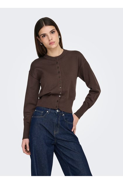 Brown Women's Knitwear Cardigan Onlmio Ls O-Neck Button Cardiga Knt