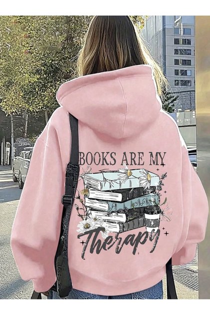 Unisex Men/Women Books Colorful Custom Printed Cotton Oversize Hooded Sweatshirt