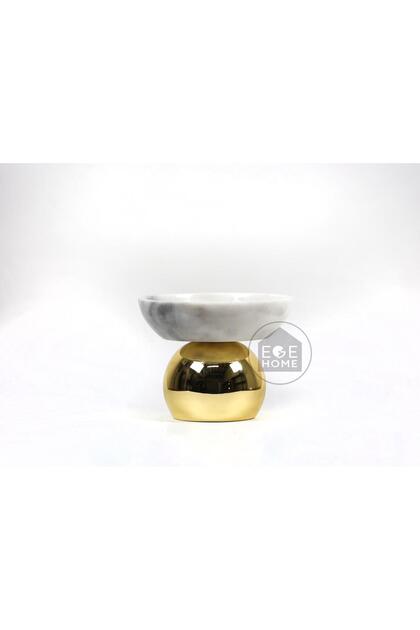 Decorative Natural Marble Gold Large Ball Footed Bowl