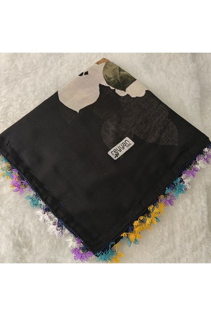 Handmade Needlework Writing, Scarf, Yemeni, Mevlit Cover, Head Cover, 4 Sides Embroidered, 100% Cotton, 100*100cm