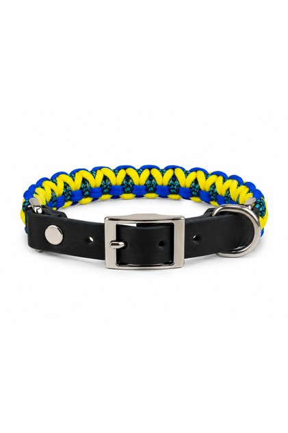 Handmade Paracord Dog Collar – Genuine Leather, Durable Weave, Metal Buckle