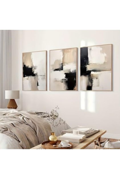 Signtouch Family Black White Motivational Wall Art 3-Piece Black Frame 40x60 cm