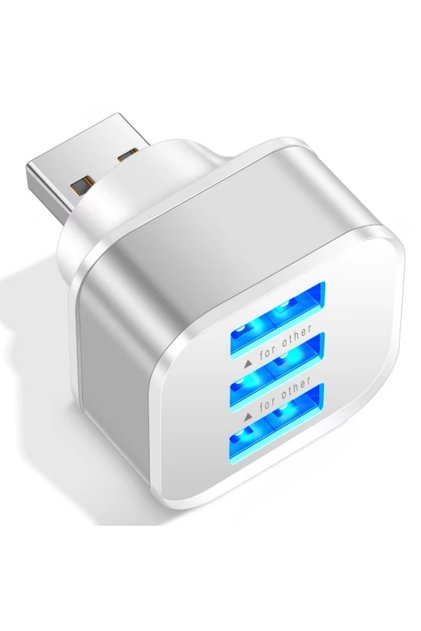 6075 Usb Hub 3 Port Çoklayıcı Adaptör Bilgisayar Laptop Araç Şarj Çoklu Çoğaltıcı
