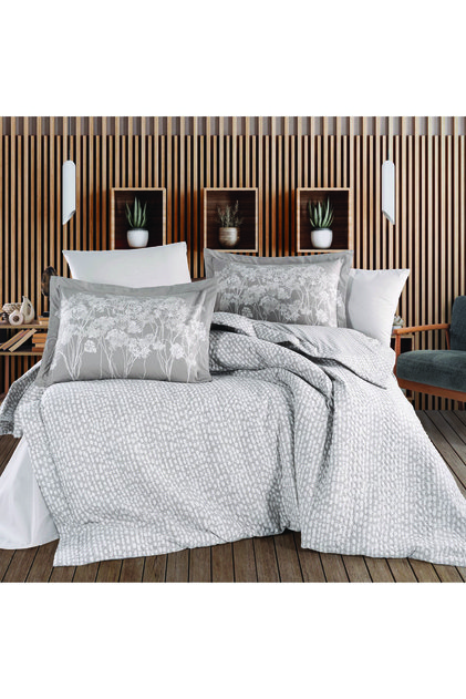 Velura Stone - Double Poplin Quilted Duvet Cover Set