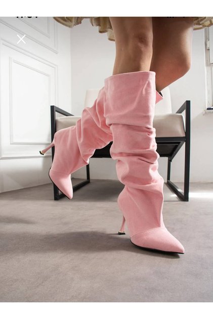Venice Pink Calf Leather Extra Wide Toe Box Thin Heel Boots