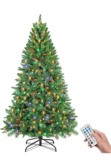 Brad Artificial de Crăciun cu 300 de Lumini LED Colorate 180 cm Verde — brad artificial 180cm, brad