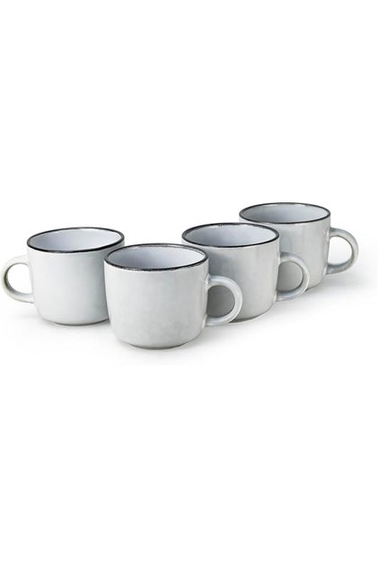 Cuzen Art Stoneware Mug Set, 385 Ml, Off White, Microwave and Dishwasher Safe